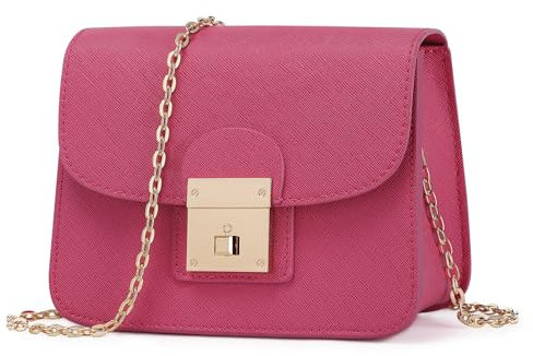 BAICLES Bolso Rosa Pequeño Mujer Bolsos de Fiesta Rosa Bolso Vestir Rosa Mujer Bolso Bandolera Mujer Pequeño Bolso Rosa Boda Bolso de Hombro Mujer Pequeños con Cadena Para Casual Fiesta Trabajo
