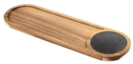 MECSAL CASALINGHI Vassoio Piatto da Portata, in Legno e Ardesia, Effetto Natural Stone, per Salumi Formaggi, Bar Ristorante (Tipo 1)