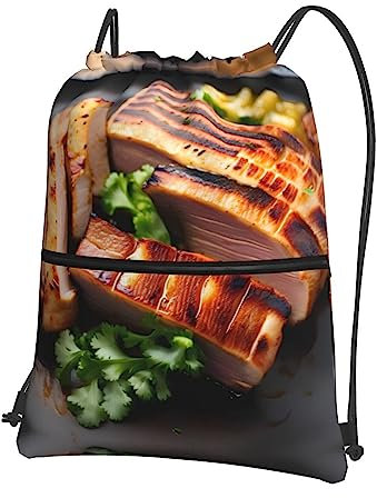 Chrysm Zaino con coulisse con cerniera dorata, borsa per arrosto per yoga, palestra, nuoto, viaggi, fitness, sport, nero, Taglia unica, Zaini Daypack