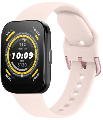 AK Correas deportivas de silicona rosa nude de 22 mm compatibles con Amazfit Bip 5/GTR 4/GTR 3 Pro