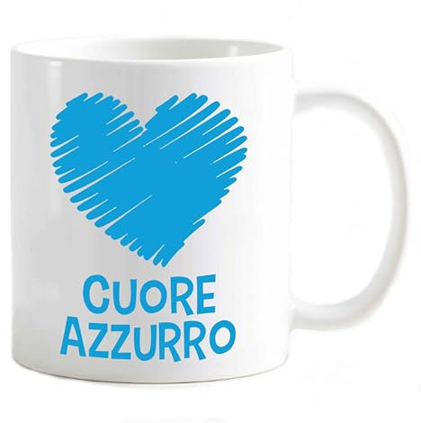 Tazza Mug del tifoso Gadget compatibile Stampa Cuore dei colori della tua squadra preferita Internazionale (Cuore Azzurro)