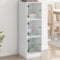 Homvdxl Schlankes Sideboard mit Glastür, 3 Würfel, Aufbewahrungs-Organizer, Vitrine für Wohnzimmer (weiß)