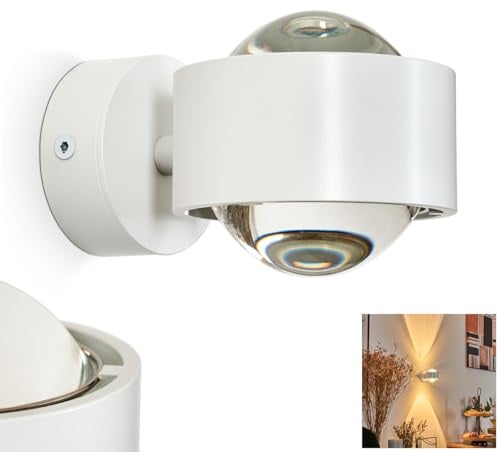 Wandleuchte Sapri, moderner Wandstrahler aus Metall/Glas in Weiß/Klar, Wandspot mit tollem Lichteffekt, Up&Down Leuchte, 1 x G9, ohne Leuchtmittel