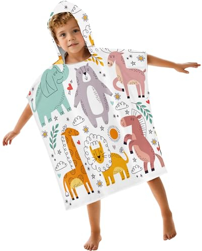 ARNUAETY Tragbares Kinder-Handtuch für Jungen und Mädchen, Tier, Strand, Bad, Pool, Schwimmen, Kleinkinder, Kapuzenhandtuch für 3–8 Jahre alt