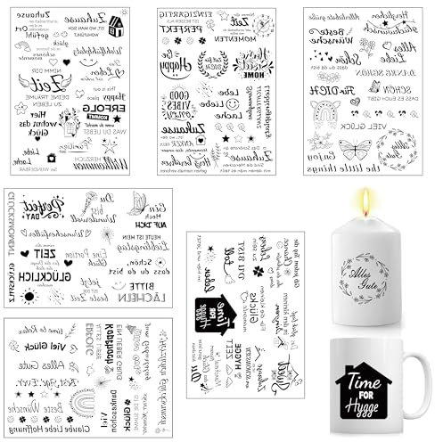 6 Blatt Kerzentattoos, Kerzenfolie Sprüche Geburtstag, Kerzen Tattoo, Kerzensticker Wasserschiebefolie Dekorieren für Kerzen Keramik Tasse DIY Geschenk Kerzenaufkleber