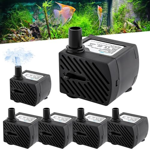 Pompe À Eau Submersible, 6 Pièces Mini Pompe A Eau, Pompe Eau Submersible, Pompe Aquarium Ajustable, Mini Aquarium Pompe pour Bassin, Fontaine de Jardin, Statues, 220V, 180L/H 3W