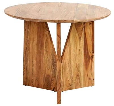 Beliani Esstisch Akazienholz Heller Holzfarbton rund ⌀ 100 cm rustikal Esszimmer Arran