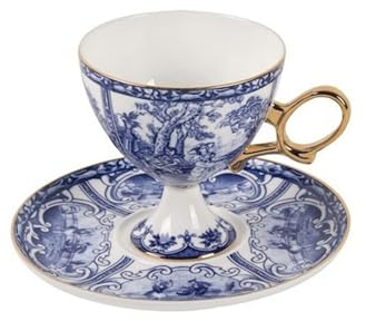 XXAD553TY Juego de Taza de Té y Café Vintage Taza de café y té de la tarde de porcelana de hueso estilo palacio de lujo ligero, taza Highball hecha a mano Vintage, regalo de cumpleaños Taza