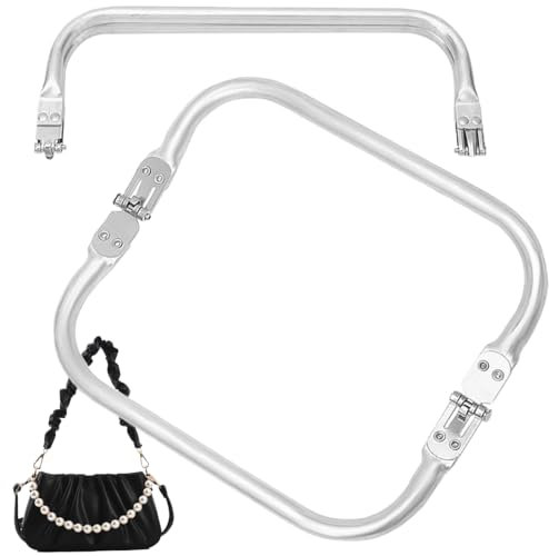 OPVYAEU 2 x Poignées de Sac à Main, Cadre de Fabrication de Sacs à Main en Aluminium, Serrures Fermoir Baiser Poignées Porte Monnaie Cadre Métallique pour la Fabrication de Sac à Dos de Bricolage
