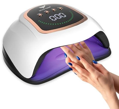 White Hawk UV Lamps for Gel Nails / 300W UV Nail Lamp with 72 Beads, Large LED Display, Auto Sensor and 4 Timer Settings for Fingernails and Toenails/UV Nail Lamp for Home and Salon Use