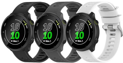 Garmcool 3 Pezzi 20mm Cinturino Compatibile con Garmin Forerunner 55/ Venu Sq/Venu Sq Music/Venu 2 Plus/Venu/Venu Sq 2/ Venu Sq 2 Music Cinturino Nero Grigio Bianco Sportivo