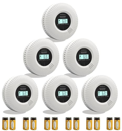 Kohlenmonoxid-Rauchwarnmelder, Kohlenmonoxid-Rauchwarnmelder mit Sprachalarm, 10 Jahre Batterielebensdauer, Zertifiziert nach den Normen EN14604 & EN50291(inkl. Batterie) (8 Getrennt 6pack)