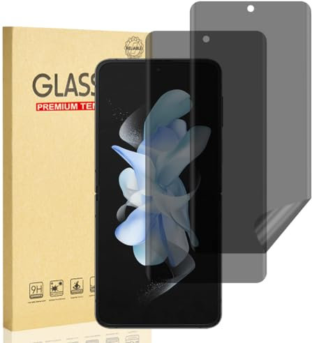 Hejkaoe [2 Pack Privacy Screen Protector for Samsung Galaxy Z Flip 4 5G, Anti Spy Screen Protector, Anti-Spy Flexible TPU Hydrogel Film, Not Glass, Bubble Free, Anti-Scratch, Easy Installation