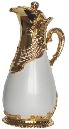 Luwecf Insulated Kettle Vacuum Thermal Carafe Thermal Pitcher Luxury Practical Arabian Coffee Pot Tea Kettle for Gatherings Camping, White