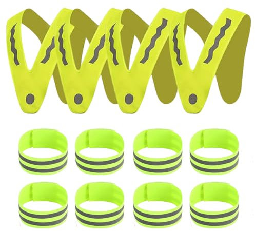 anneratteryer 4 Pezzi Giubbotto di Sicurezza per Bambini 8 Pezzi Braccialetti Riflettenti Giubbotto di Sicurezza Riflettente ad Alta visibilità per Bambini a Forma di V Lo per la Sport PE Sicurezza