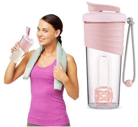 Shaker Flaschen, Shaker Cups für Protein-Shakes, Protein Shaker Flasche, Proteinshake Flasche, Shaker Flaschen für Proteinmischungen, Shaker Flasche für Sport (Rosa)