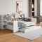 Tagesbett Schlafsofa 90x200, Holz Multifunktionsbett mit Ausziehbett 90x190 cm&USB-Steckdose&Schreibtisch& Bücherregalen&Ablagefächern&Regalen, Einzelbett Holzbett mit Lattenrost, Ohne Matratze, Weiß