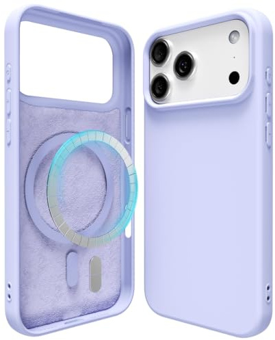 oakxco für iPhone 17 Pro/ 18 Pro Hülle Magsafe Silikon Handyhülle Bunt, Ultra Dünn Slim Case Einfarbig Handy Hülle Mädchen, Magnetisch Induktives Laden Schutzhülle Silikonhülle Gummi, Lila Flieder