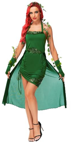 Arankhiger Damen Karneval Kostüm Waldgeist Kleid Efeu Waldhexe Kostüm Faschingskostüme