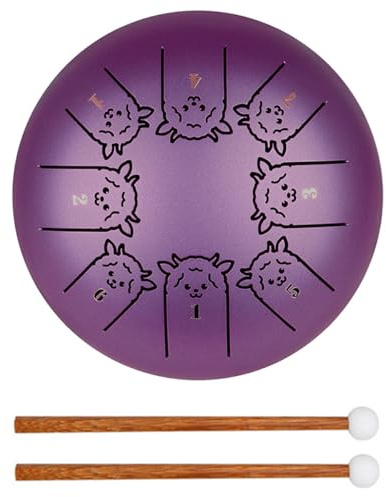 MAGICLULU Steel Titanium Alloy Tongue Drum 5.5 Inch Pan Drum with Wooden Mallet, Unique Design Percussion Instrument for Adults, Easy to Learn Musical Instrument Enhance Performance