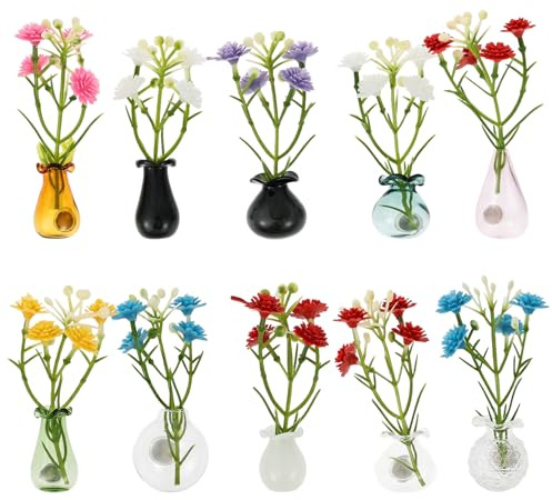 10Pcs Mini Vase Fridge Magnets, 3D DIY Tiny Bud Vases for Fridge, Locker & Whiteboard, Mixed Ceramic & Glass, Cute Fridges Magnet Gift Set for Coworkers, Teachers & Office Decor(B)