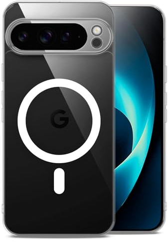 ONEFLOW Nova Case für Google Pixel 9 Pro XL Hülle mit Kameraschutz Transparent, kompatibel mit MagSafe, Handyhülle Durchsichtig Back Cover, Magnetring für induktives Laden