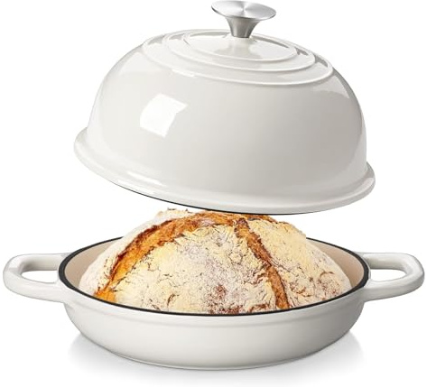 24 cm Enamelled Cast Iron Dutch Oven | Ideal for Bread Baking Slow Cooking Roasting and Everyday Family Meals