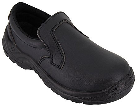 Hurry Jump Chaussure de Cuisine Noire - Chaussure de Travail Alimentaire Noire avec Coque de Protection ISO20346 Pointure 47