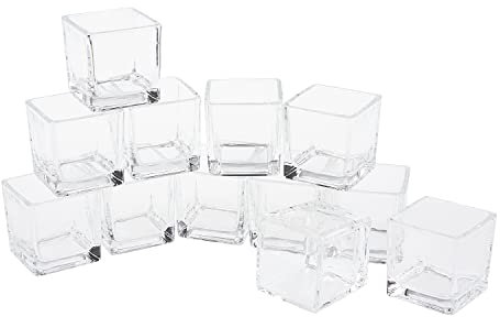 VBS Großhandelspackung Lot de 12 photophores cubes en verre transparent 5,5 x 6 x 5,5 cm