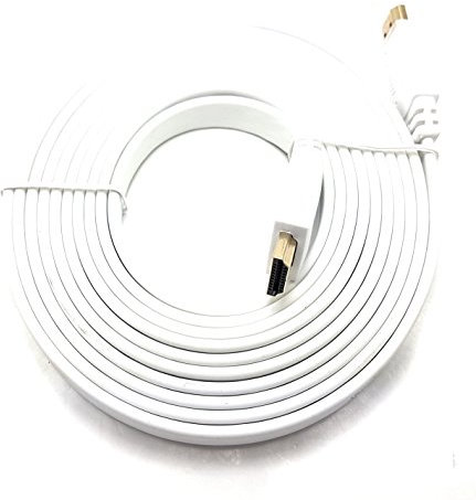 MainCore White 3m Long Flat HDMI to HDMI Cable/Lead Ultra HD (4K) 3D-compatible + Ethernet/network/Gold-Plated (Available in 1m, 1.5m, 1.8m, 2m, 3m, 5m, 10m) (3m)