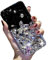 LCHDA für iPhone 6 Plus / 6S Plus Diamant Hülle, Bling Glitzern Strass Glänzend Handyhülle Durchsichtig Klarer Kristall Steine Harte Schale Flexibel Silikon Stoßstange Schutzhülle - Weiß Schwarz