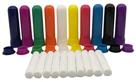 Diffusoren für ätherische Öle, Aromatherapie, Naseninhalator, leer, nachfüllbarer , mit Baumwollstab, Aromatherapie, ätherisches Öl, 20 Stück, siehe abbildung, 6.6*1.7cm