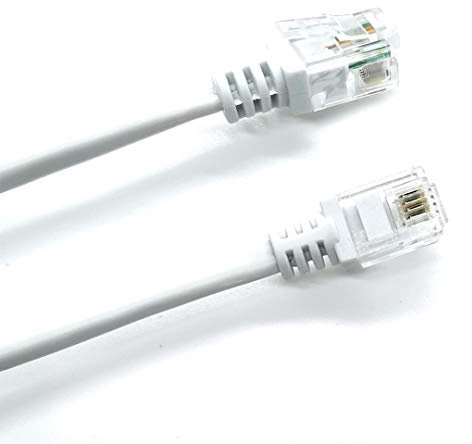 ASNQ ADSL Cable 15m - RJ11 to RJ11 Cable - Internet DSL Cable 15m - High Speed Broadband Cable for Landline Telephone Router Modem to RJ11 Phone Socket or Microfilter - White, 15m