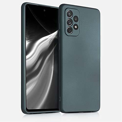 kwmobile Case kompatibel mit Samsung Galaxy A72 Hülle - Schutzhülle aus Silikon metallisch schimmernd - Handyhülle Metallic Petrol