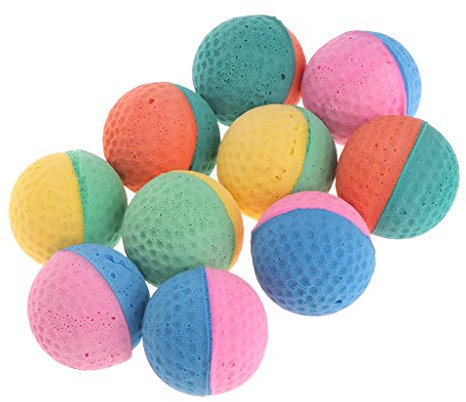 AXSWER 10 Pcs Cat Balls Soft Foam Elastic Latex Chew Ball Toy for Puppy Kitten Dogs Colorful Pet Toy