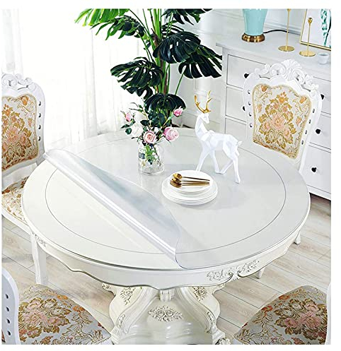 SSNG Protector de Mantel Transparente,Impermeable,Resistente a Las Manchas,Cubierta de Mesa Redondo,Protector de Cristal,Protector Antimanchas/Impermeable para Comedor y Cocina(Size:140cm/54.6in)