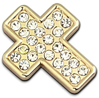 NewL Automotive Bling Bling 3D Kristall Kreuz Form Diamant Metall Buchstaben Emblem Abzeichen (Goldkreuz)