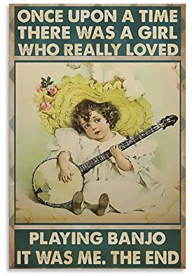 Vintage-Poster, Loved Playing Banjo, dekoratives Gemälde, Leinwand, Wandkunst, Wohnzimmer, Schlafzimmer, Gemälde, 40 x 60 cm