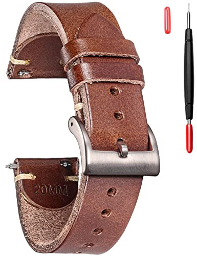 torbollo Leather watch straps for men, Italian Buttero leather watch strap, quick release, vintage replacement wrap of 18 mm, 20 mm, 22 mm