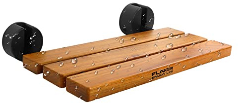 20 inchs Teak Folding Shower Seat Wall Mounted,Fold Down Shower Bench for Small Shower Space, Home Care Teak Wood Stool for Inside Shower,Pregnants-Maximum Load 440lb,for Elderly, Adults