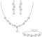 Clearine Braut Schmuck Set elfenbeinfarben künstliche Perle Marquise Zirkonia Cluster Anhänger Halskette Ohrhänger und Armband