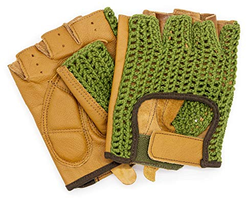 Adapter Universe Autofahrer Handschuhe Retro Vintage Leder Fingerlose Fahrerhandschuhe Fahrrad Grün