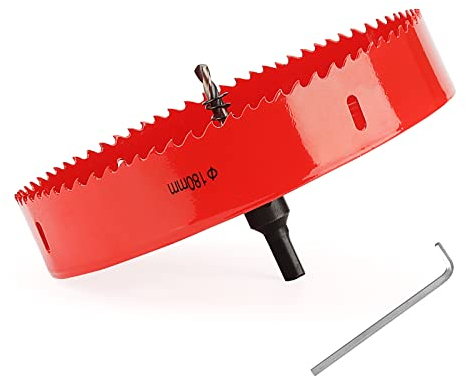 JAPCHET 180 mm Bi-Metall-Lochsäge, Lochsägenschneider mit Maislochbohrer, Lochschneider-Bohrer zum Schneiden von Holz, weichem Metallblech, Kunststoff, Faserplatte