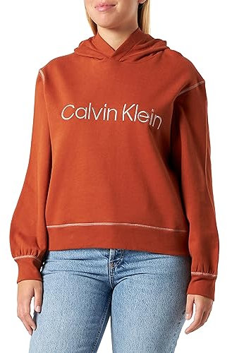 Calvin Klein Hoodie Pullover, Damen, Orange (Ginger Bread/Copper Coin Stitching), M