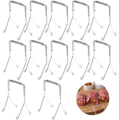 AmkWood 12 x Roulade Clips, Stainless Steel, Reusable, Perfect Alternative to Roulade Needles or Skewers