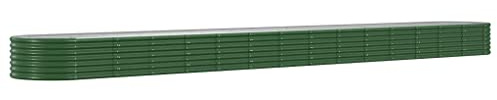 vidaXL Green Flower Box - Powder-Coated Steel Raised Garden Bed 620x80x36 cm, Weather-, Spacious Outdoor Planter for Vegetables/Flowers