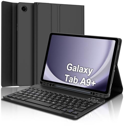 IVEOPPE Teclado Samsung Galaxy Tab A9 Plus 11 Pulgadas 2023, Funda Teclado Español Ñ Bluetooth Desmontable para Samsung Galaxy A9+ (SM-X210/X216/X218), Negro