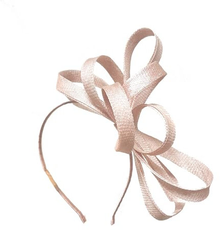 Caprilite Vegan Sinamay Fascinator Headband Wedding Hoop Ladies Day Ascot Races (Blush Pink)