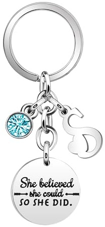 Inspirational Gift Key Chains She Believe She Could So She DidEncourage Key Rings for Her Women Girls Sister BFF Best Friends Bestie Colleague Graduation Birthday Christmas Anniversary Key Chain (S)