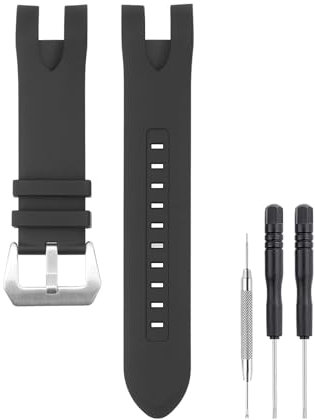 SANDEIN 26 mm Uhrenarmband kompatibel mit Invicta, weiches Silikon-Gummi-Ersatzarmband für Invicta Venom Uhrenarmbänder (schwarz + silberfarbene Schnalle)